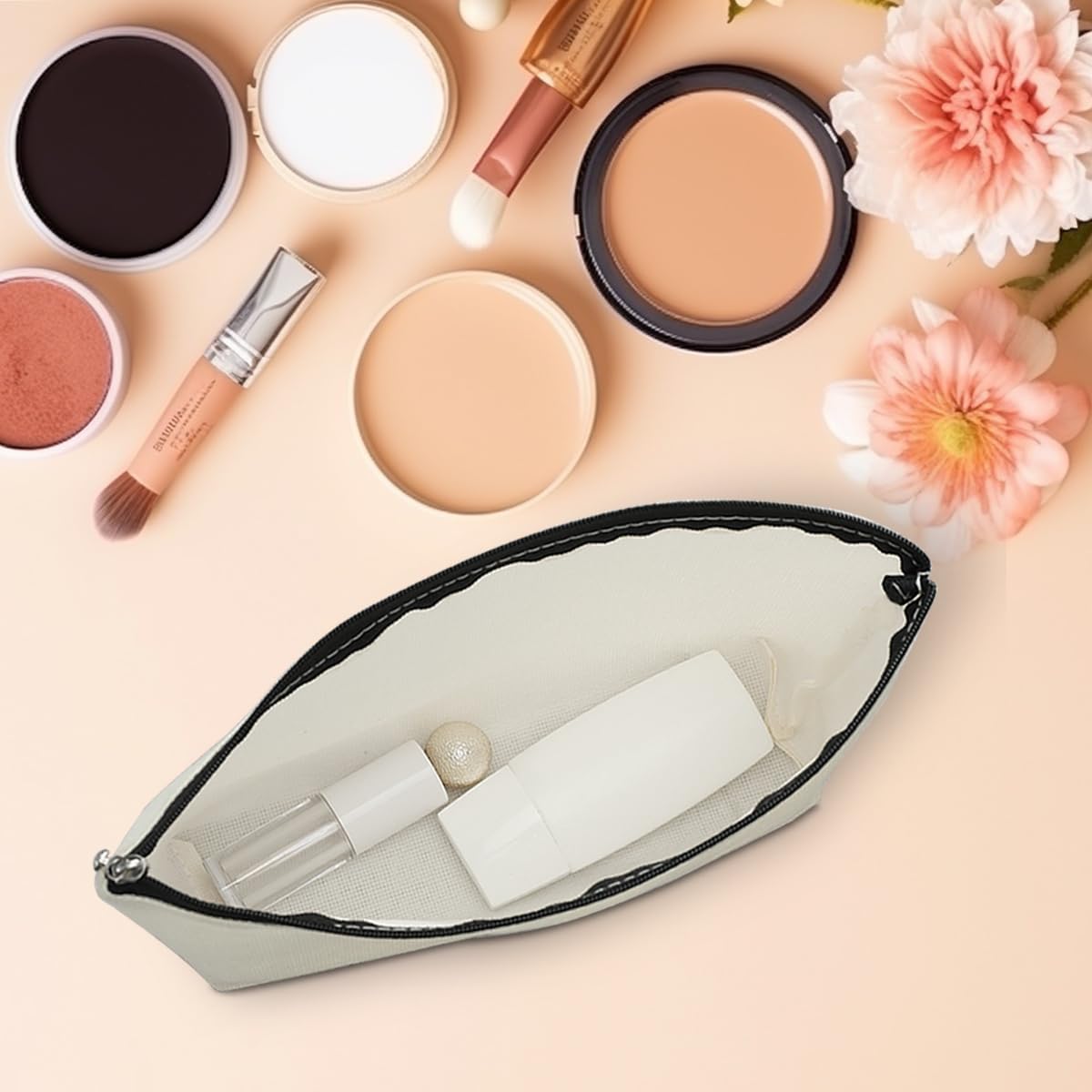 Decohim Bolsa de maquillaje para mujer linda bolsa de cosméticos, Blanco023