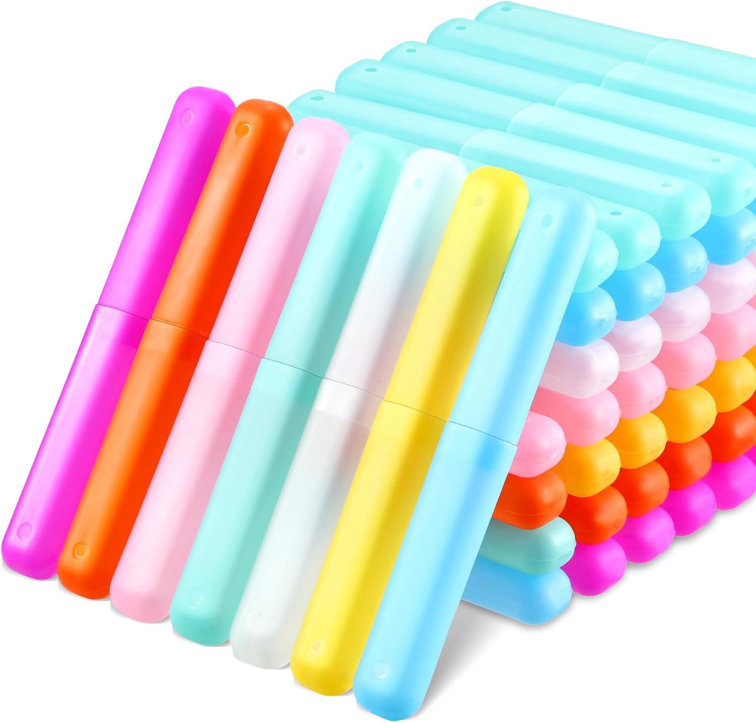 60 soportes de plástico para cepillos de dientes portátiles, funda protectora para cepillos de dientes, para interiores y exteriores, viajes, hogar,