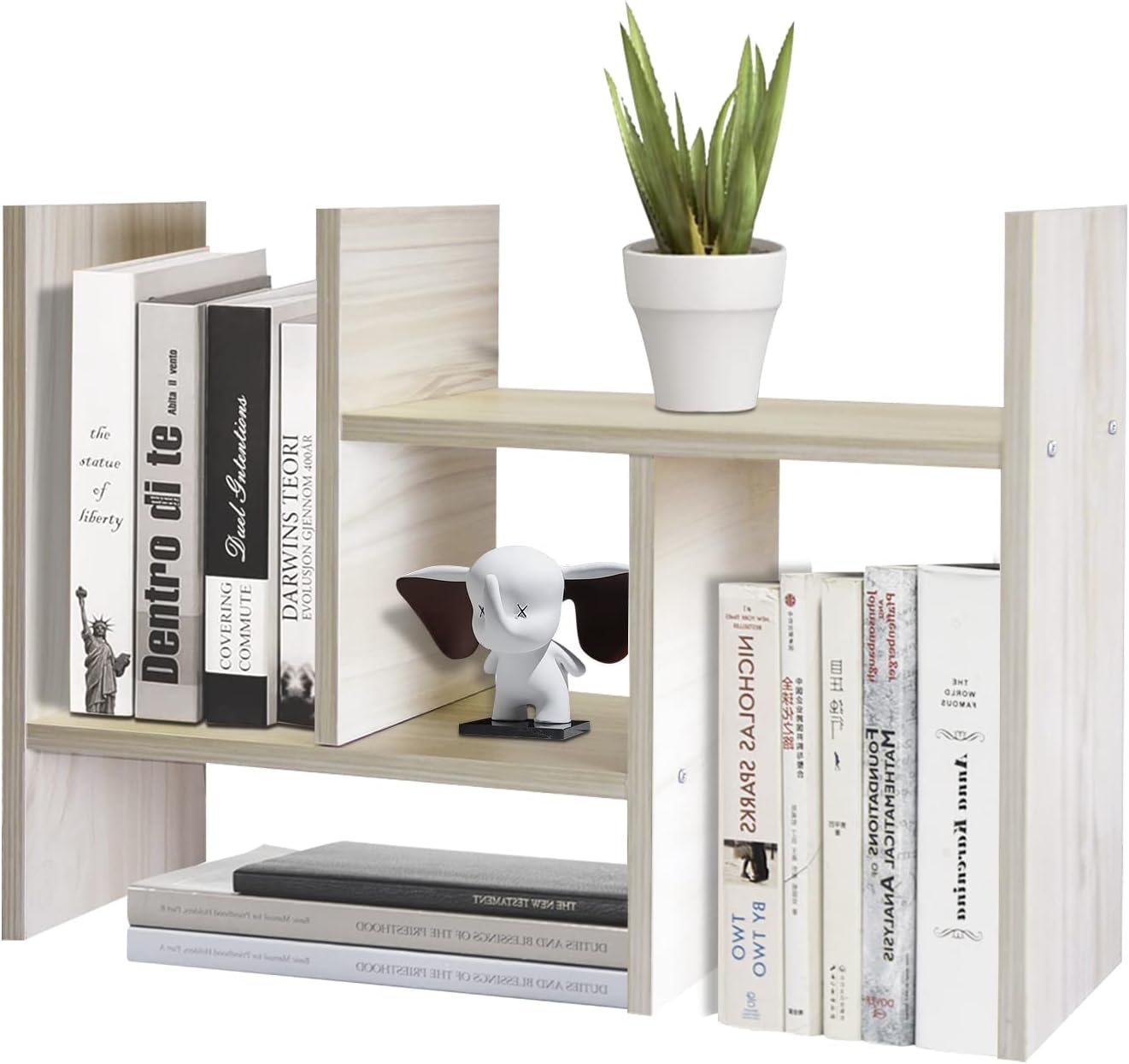 TY ARTS & CULTURE – Organizador de almacenamiento de escritorio de madera expandible, estantería multiusos para escritorio, estante de exhibición,