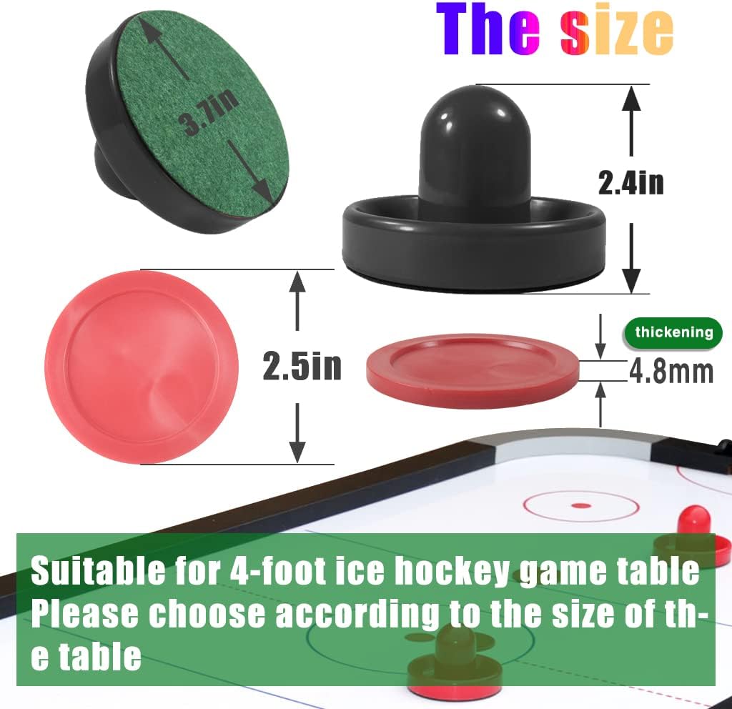 JS&YY Discos y paletas de hockey de aire, juego de 4 empujadores y 4 discos, accesorios de hockey de aire, adecuado para mesas de hockey de más de 4