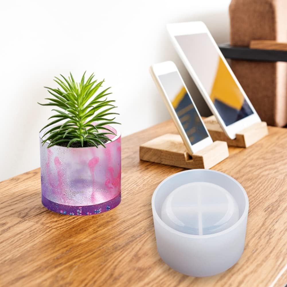 Molde redondo de resina para maceta, molde de resina cilíndrica de silicona, para bricolaje, macetas de jardinería, manualidades, decoración del