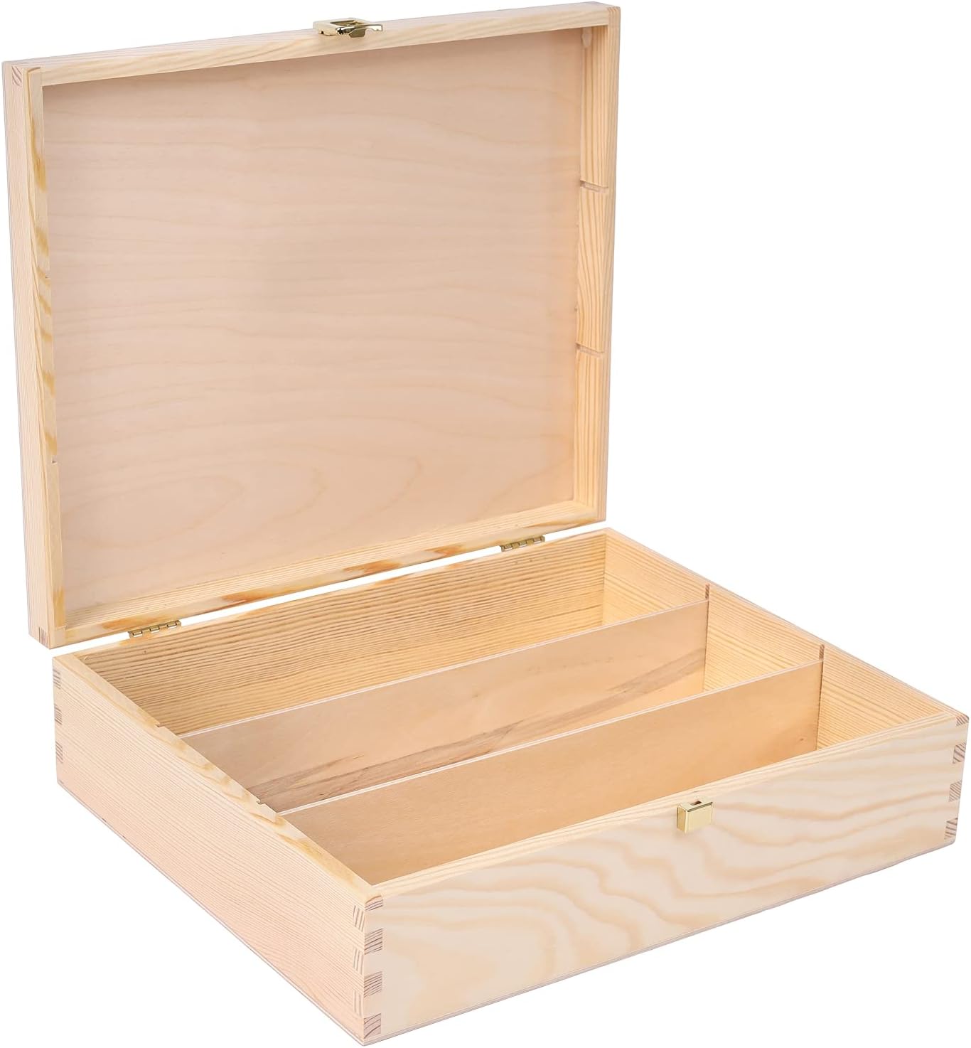 Caja de madera de vino sin pintar para almacenamiento de regalo, 3 botellas, 13.81 x 11.81 x 3.93 pulgadas, soporte de madera natural, caja de lujo