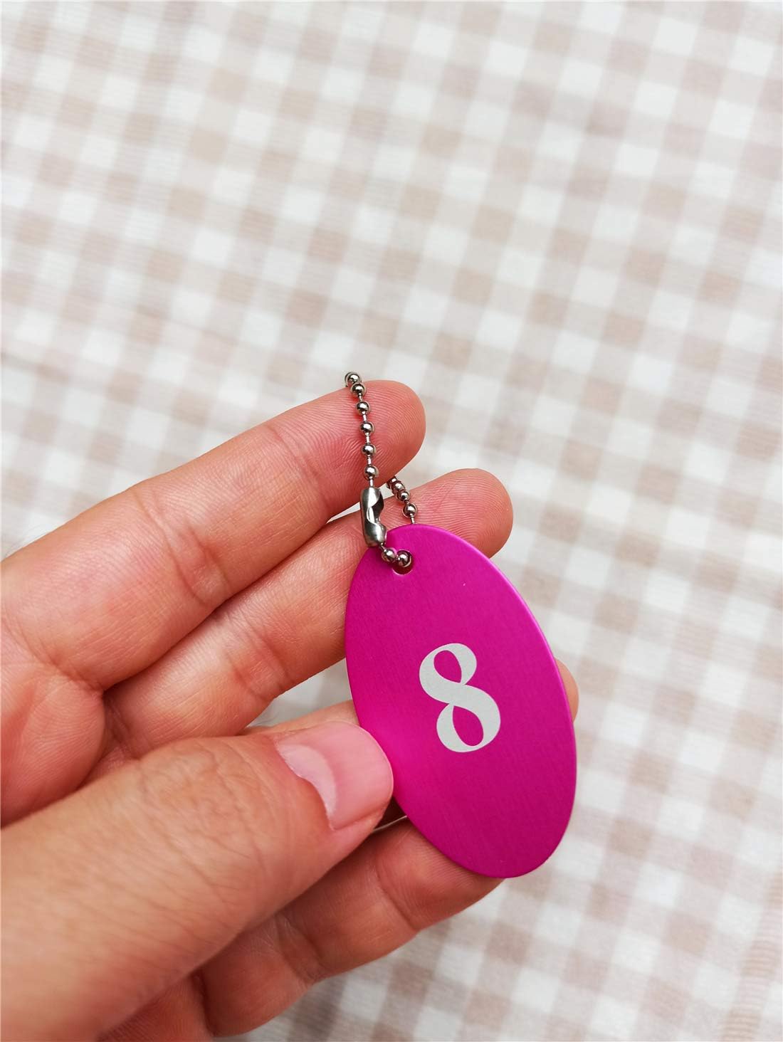 Etiqueta ovalada de aleación de aluminio con cadena de bolas (1-20, impresión de doble cara, rosa), Negro –