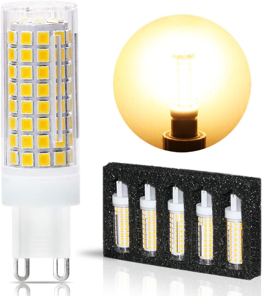 Bombillas LED G9, 8 W, 75 W, 100 W, bombillas halógenas de repuesto equivalentes a 850 lm, bombillas LED G9 regulables, entrada de voltaje AC110V,
