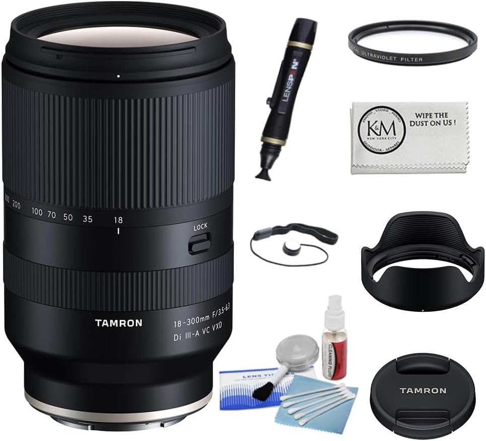 Tamron Lente Di III-A VC VXD de 0.709-11.811 in f3.5-6.3 para Sony E Mount Bundle con filtro UV de 2.638 in + suministros de limpieza de cámara +