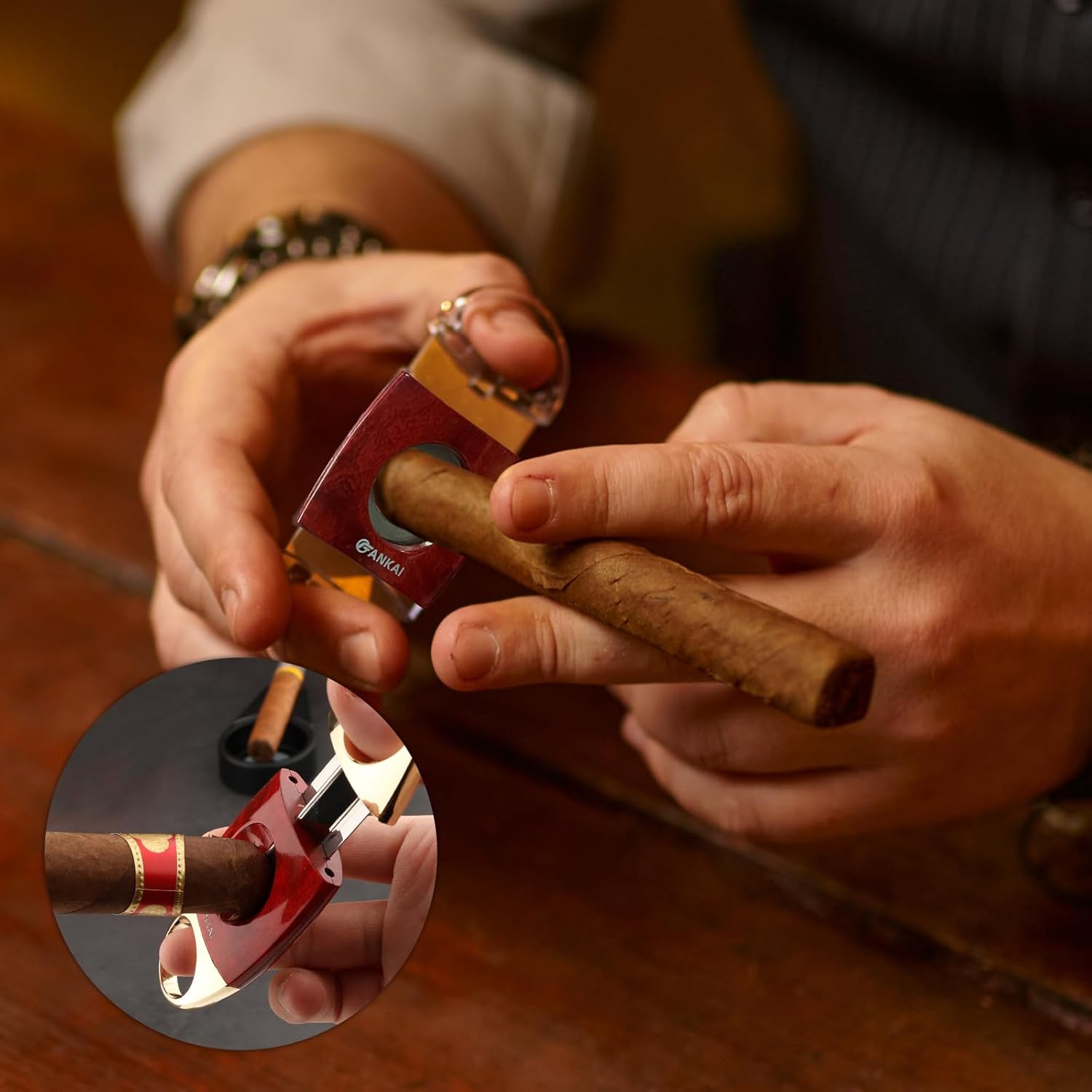 FANKAI Juego de cortadores de puros, cortadores en V, accesorios de guillotina de hasta 60, corte perfecto, regalo ideal para el día del padre,