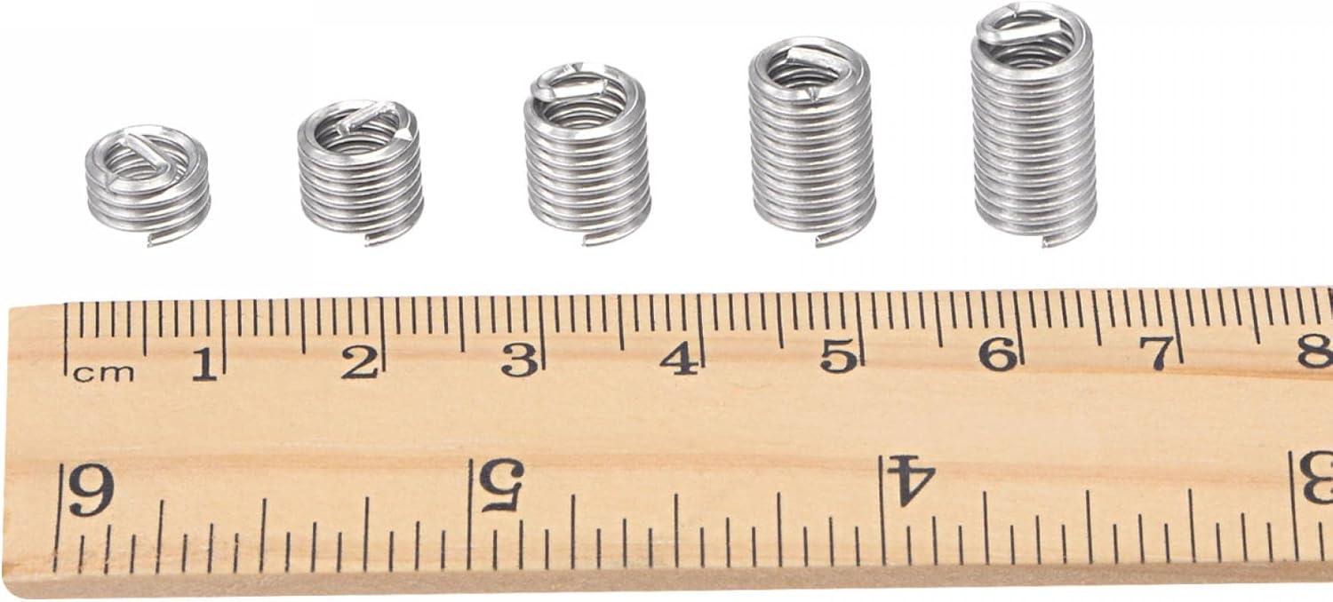 uxcell Insertos de rosca de alambre 14-20 UNC 3.0D 304 de acero inoxidable, tipo helicoidal, tornillo de reparación, manguito roscado, funda de