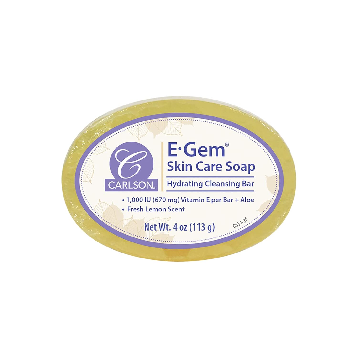 Carlson E-Gem – Jabón para el cuidado de la piel, 1000 UI (670 mg) de vitamina E, con aloe, barra limpiadora hidratante, aroma a limón fresco, 1