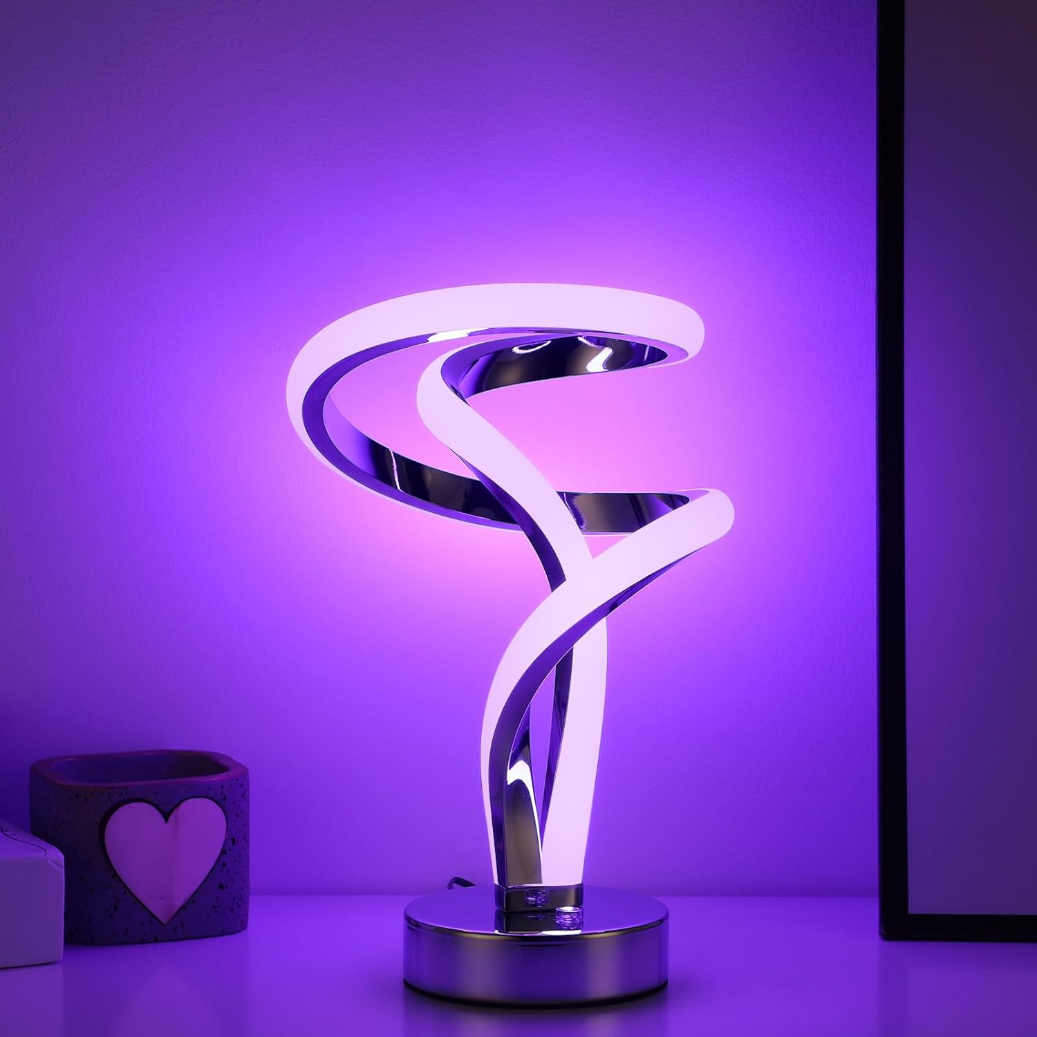 Lámparas de mesa en espiral únicas táctiles, 7 colores regulables, lámpara de mesita de noche, atmósfera, moderna, lámpara de mesita de noche,