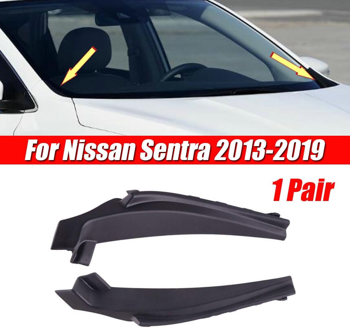 1 par de cubierta de extensión del limpiaparabrisas delantero del coche para Nissan Sentra 2013 2014 2015 2016 2017 2018 2019 negro