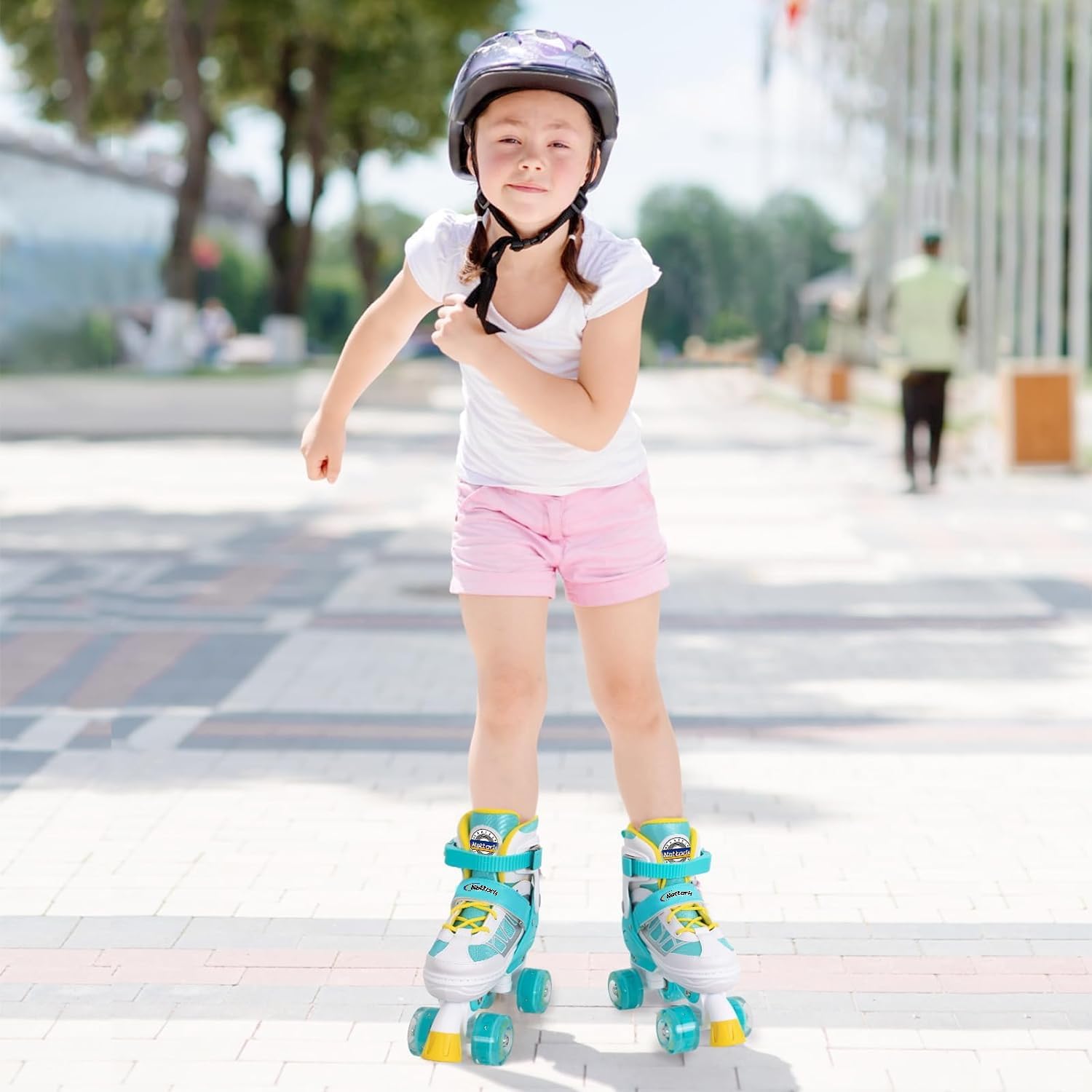 Nattork Patines de ruedas para niños y niñas, 4 tamaños ajustables con ruedas iluminadas para niños principiantes para interiores y exteriores