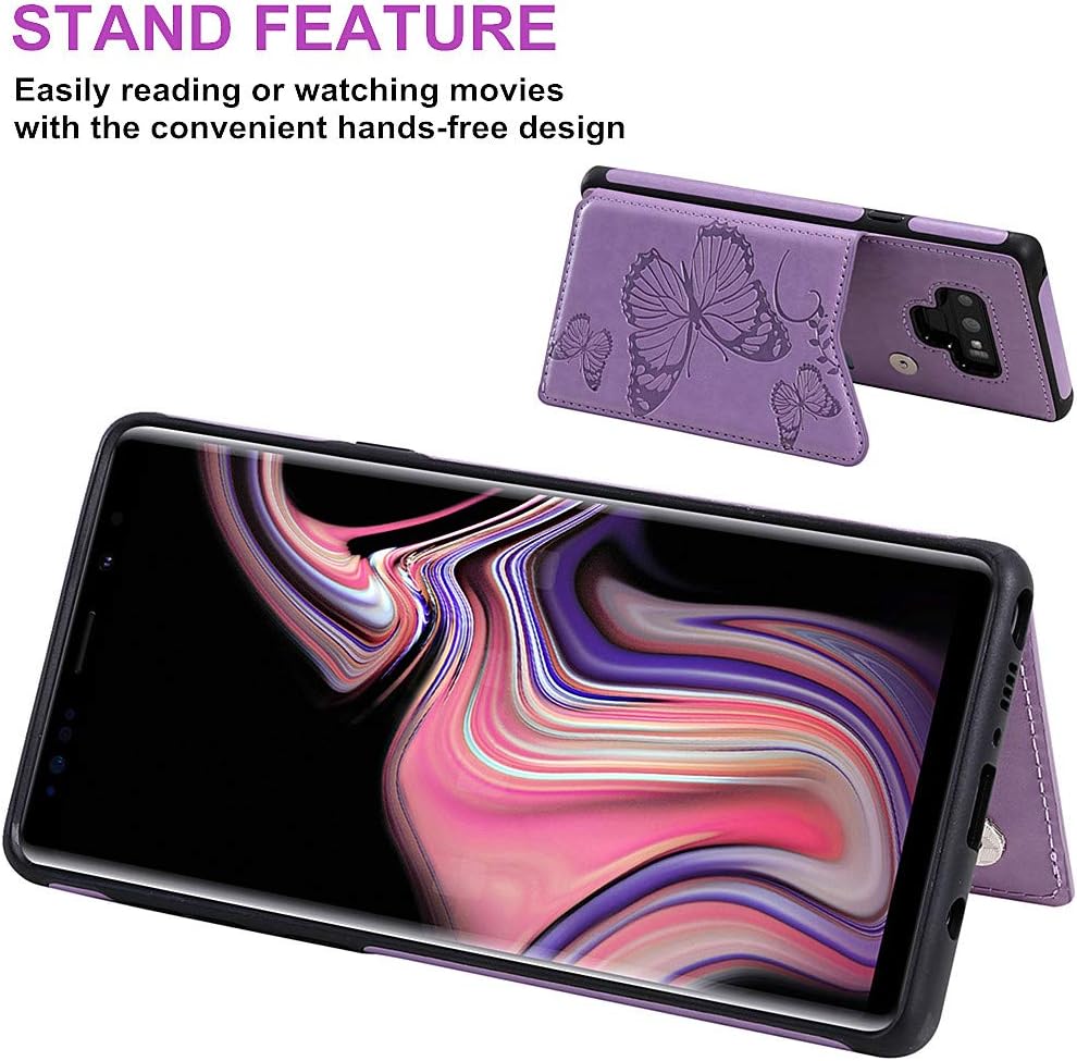 MEUPZZK Funda tipo cartera para Samsung Galaxy Note 9 con tarjetero y diseño de mariposa en relieve, función atril, ranuras para tarjetas, a prueba