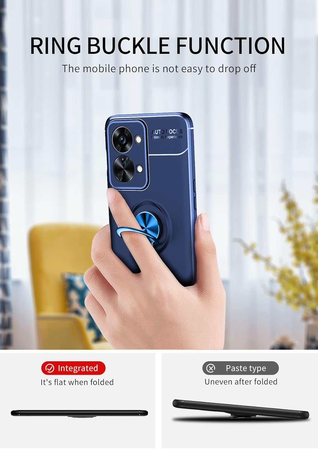 Asuwish Funda de teléfono para OnePlus Nord CE 2 Lite 5G con protector de pantalla de vidrio templado y accesorios para celda Soporte de anillo