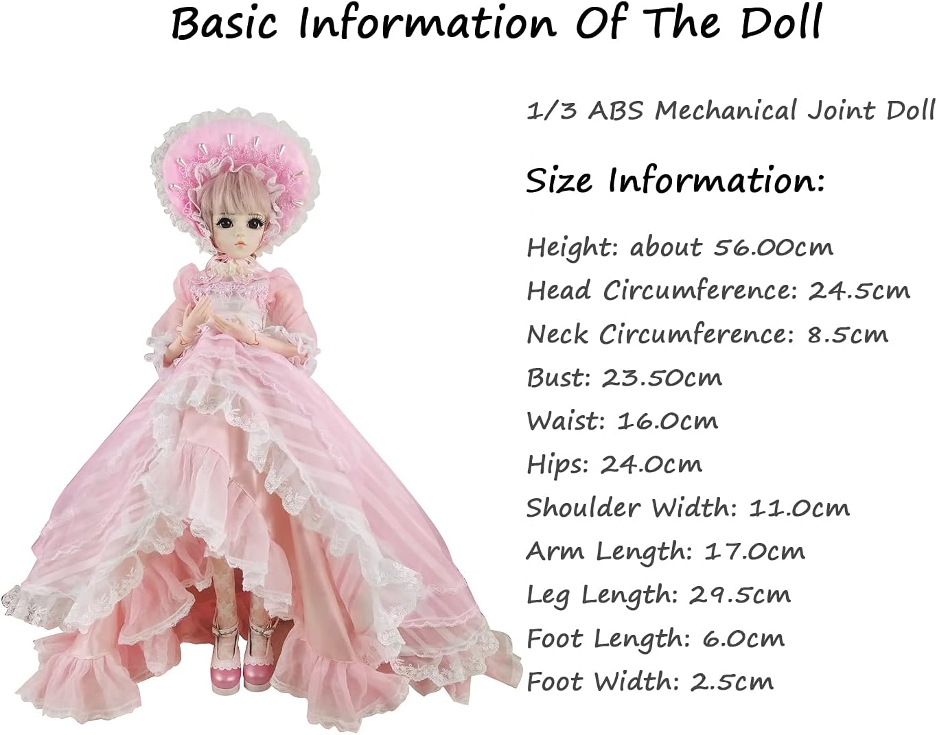 Proudoll Muñeca BJD de 13 de 23.6 in, 24 pulgadas, muñecas articuladas con bola SD, vestido de princesa, zapatos de vestir gratis para cambiar,