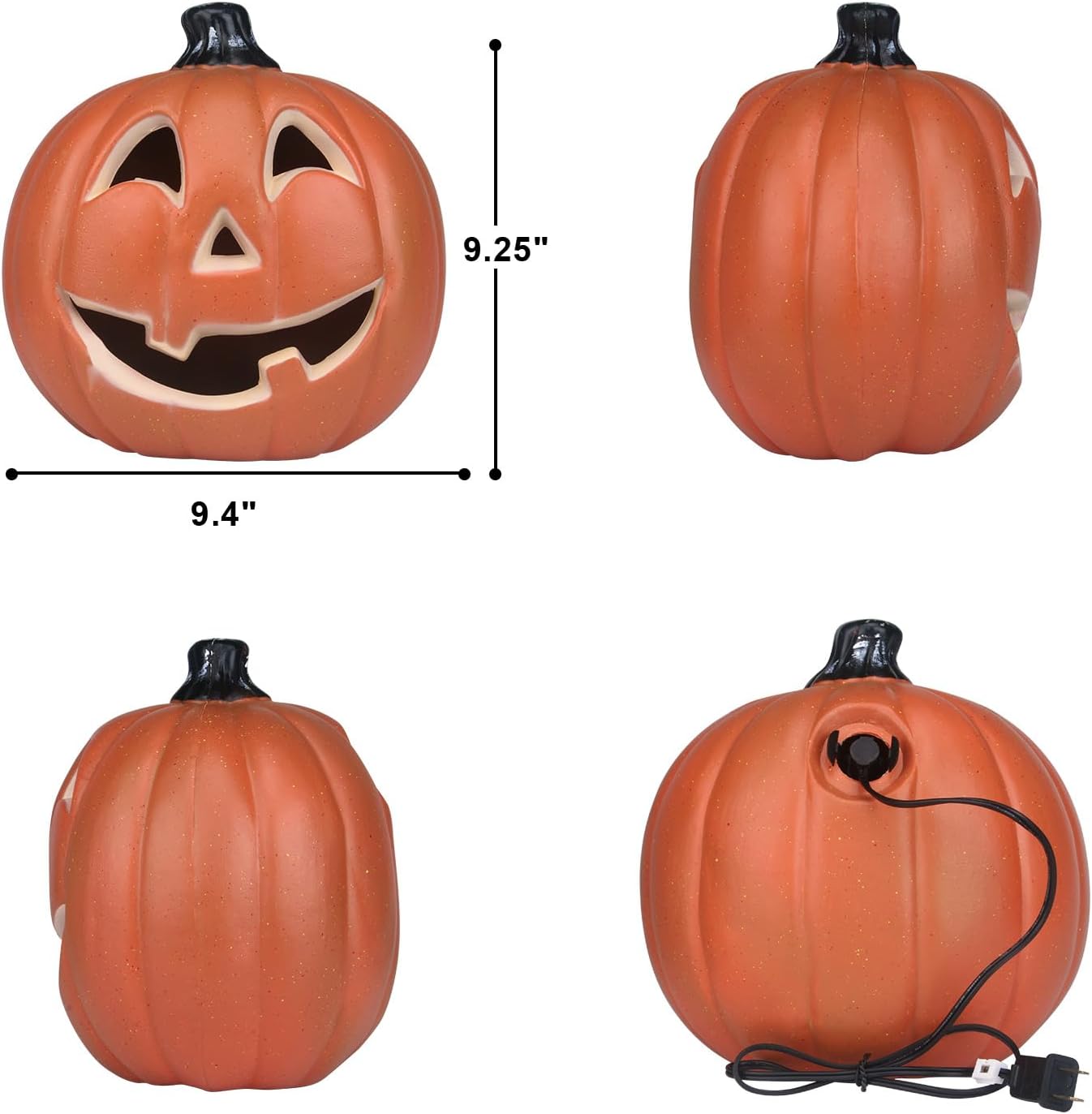 Farol de Halloween, calabaza iluminada con foco LED que funciona con pilas, decoración de calabaza para interiores y exteriores, 10pulgadas