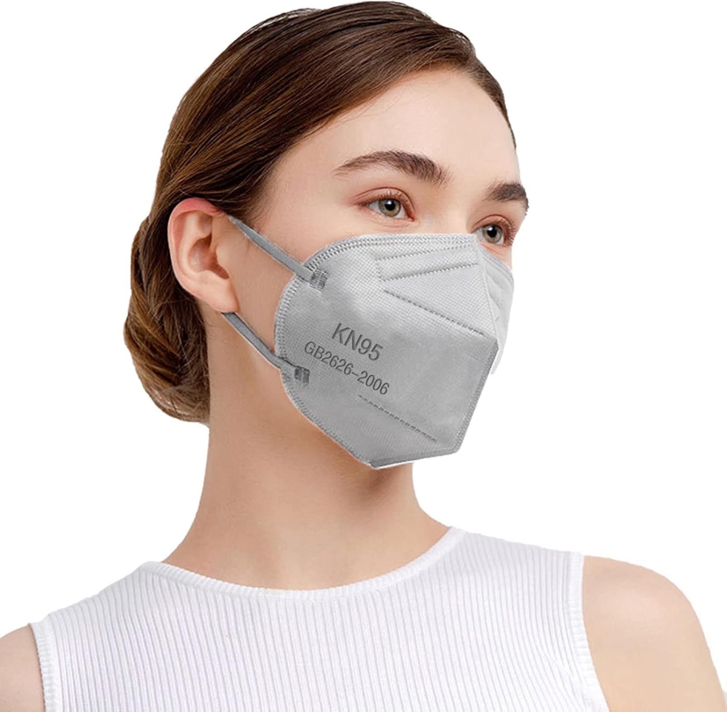 Cubrebocas KN95 desechables transpirables de 5 capas, protección contra el polvo, color gris, 20 unidades