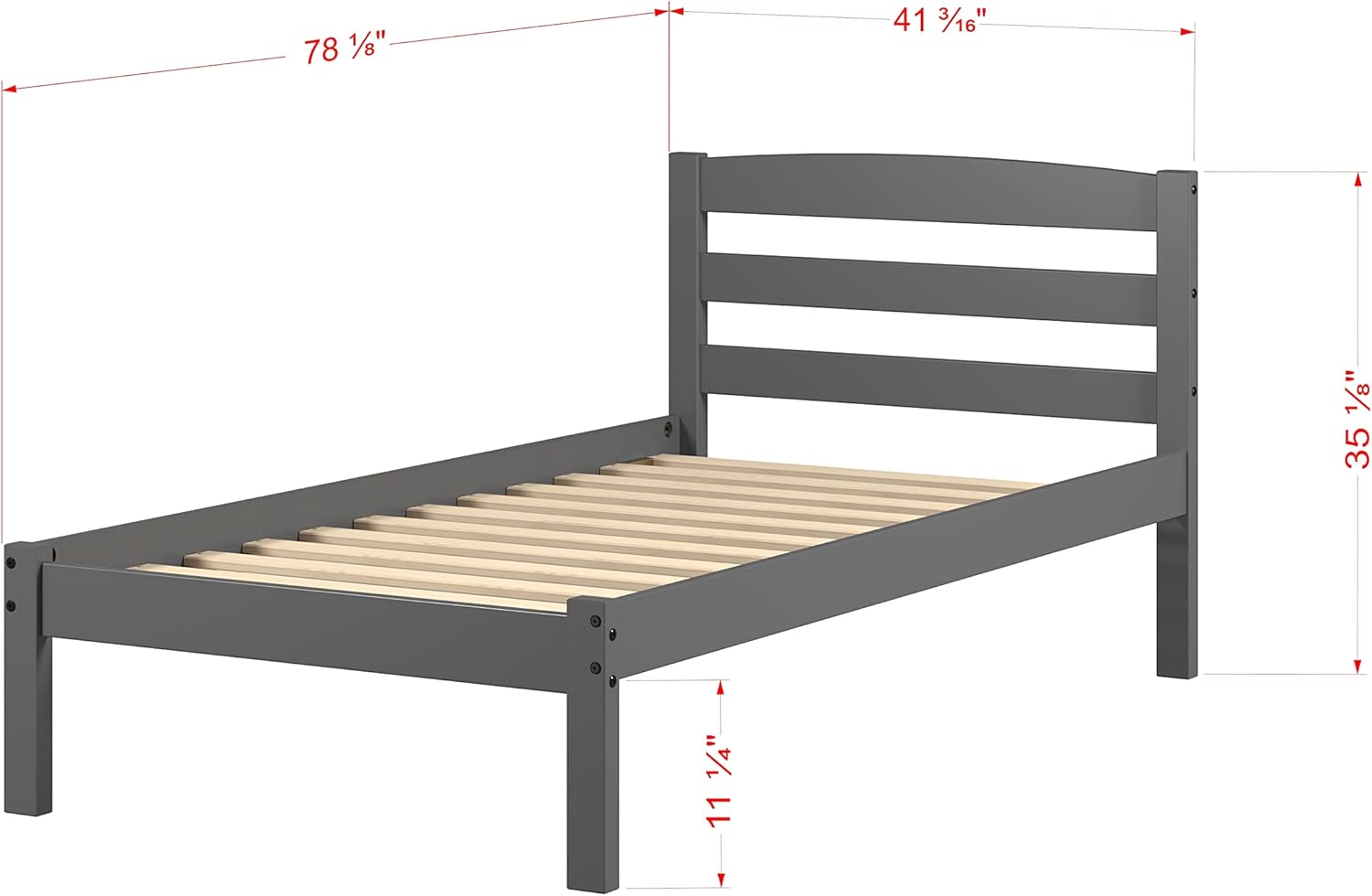 DONCO KIDS Cama Econo Twin Plataforma Gris Oscuro