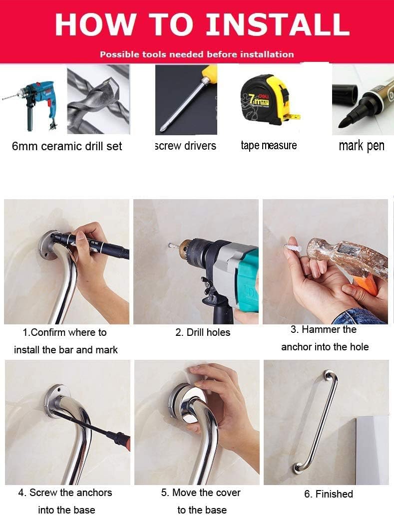 ZUEXT – Paquete de 2 barras de agarre negras de ducha de 40 pulgadas, mango de barra de agarre de pared de baño de acero inoxidable, barra de