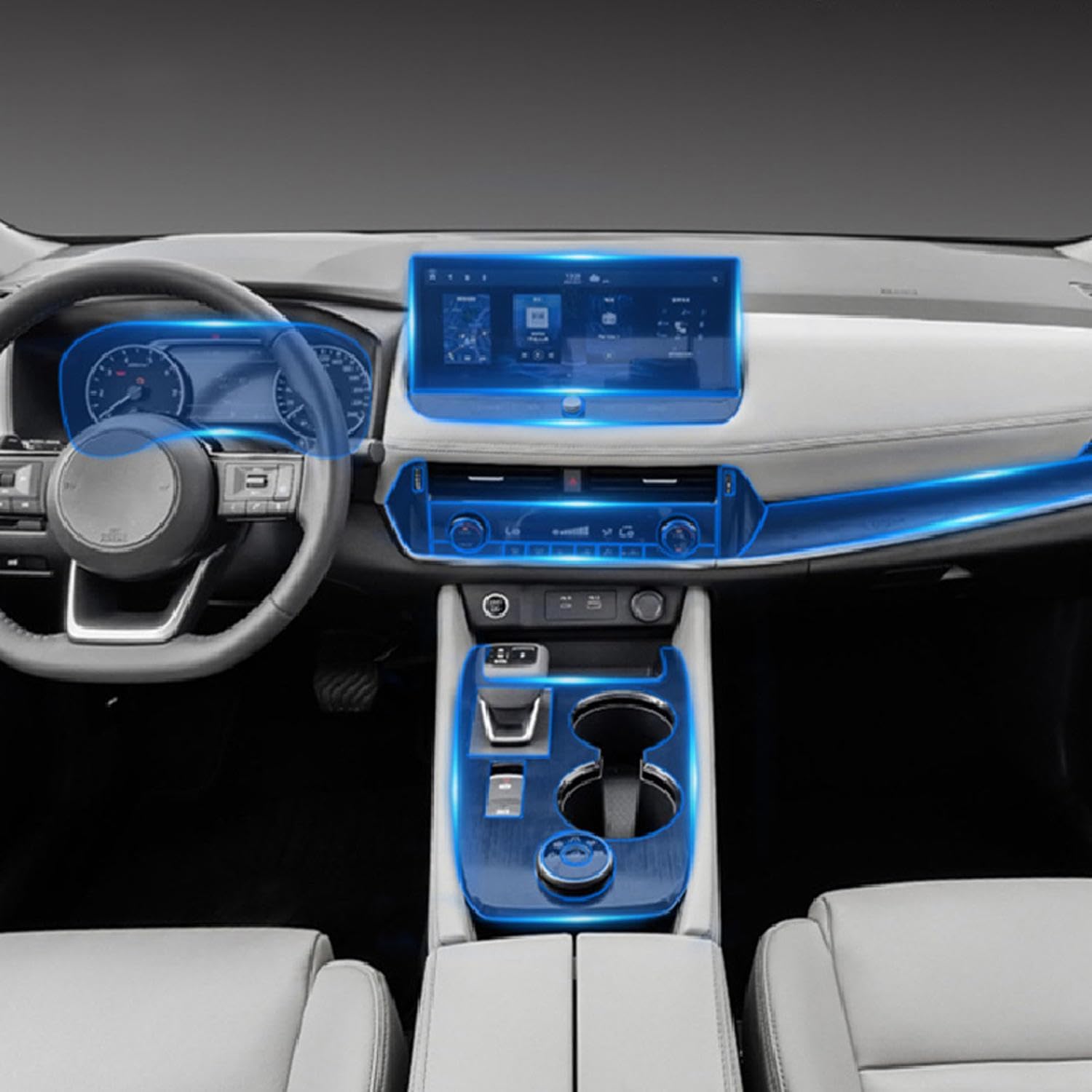 LAVIYE Película protectora transparente de TPU para consola central de automóvil, película antiarañazos, para Nissan X-Trail Rogue 2021-2023