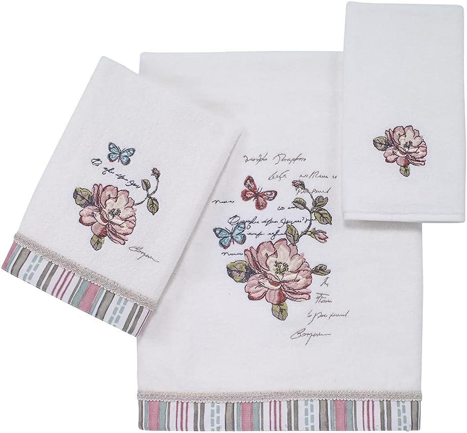 Avanti Linens – Toalla de baño, toalla de algodón suave y absorbente (colección Butterfly Garden)