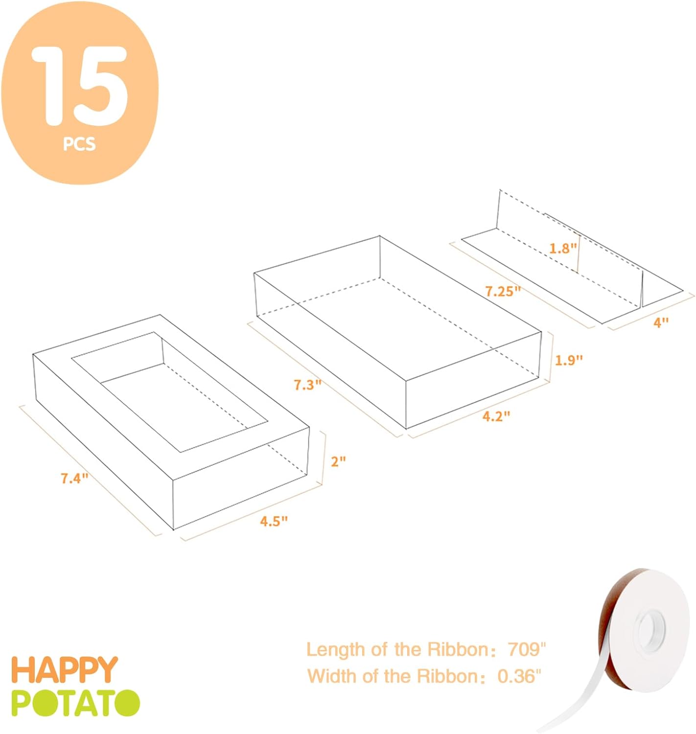 Paquete de 15 cajas de macarrones para 12, 7.2 x 4 x 1.9 pulgadas, cajas de embalaje de macarrones, cajas de macarrón blanco con ventana