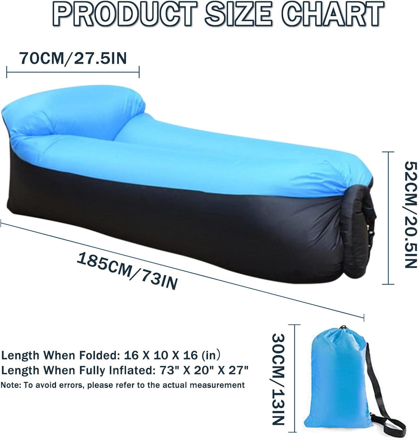 Tumbona inflable sofá de aire hamaca inflable portátil para acampar al aire libre – Diseño impermeable contra fugas de aire para senderismo,