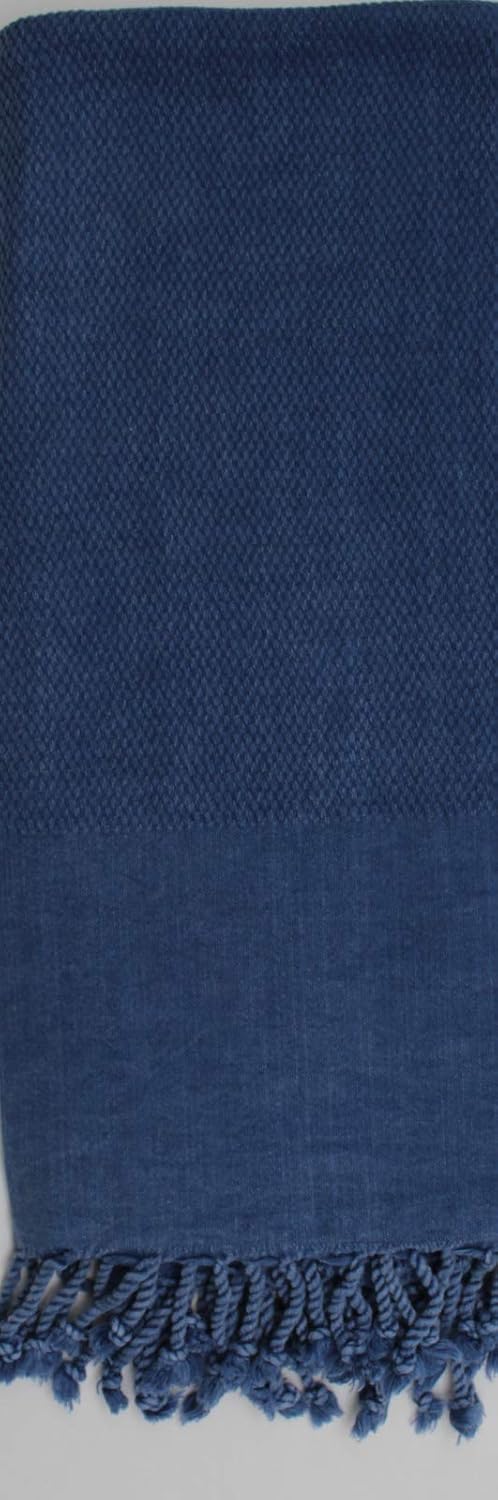 Bersuse Toalla turca 100% algodón Zuma lavado a la piedra, 33 x 66 pulgadas, azul