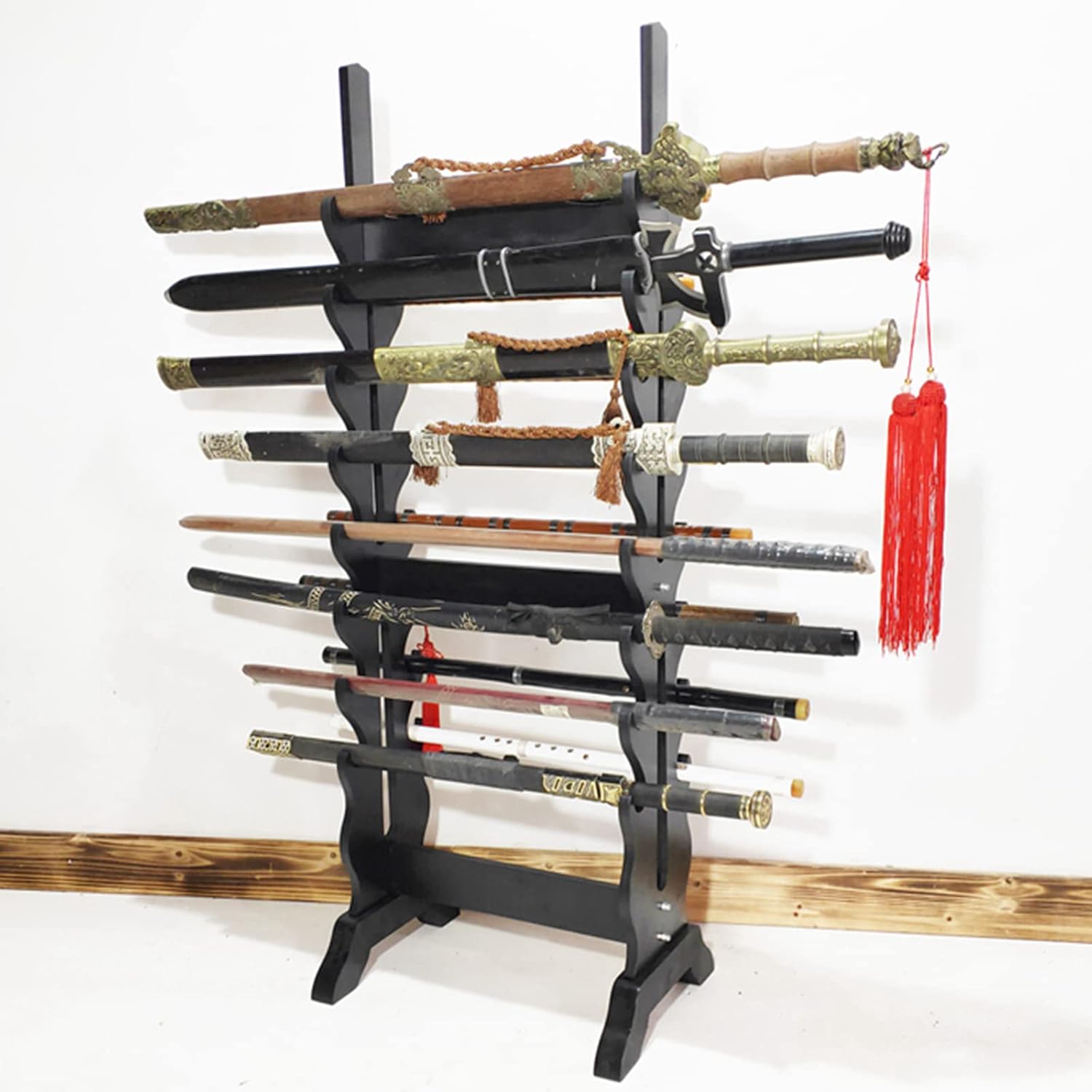16-Floor Standing Display Weapon Shelves Martial Arts Sword Stand Sword Holder Display Stand Vertical Display Stand Weapon Stands for Storing