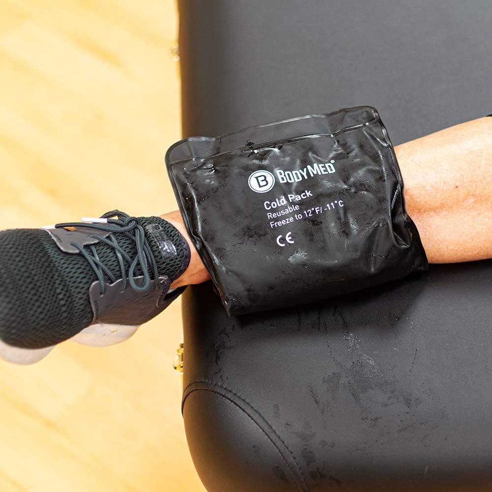 BodyMed Paquetes fríos de uretano negro resistente, bolsa de hielo flexible reutilizable para lesiones – Paquete de gel frío – Tamaño estándar, 14