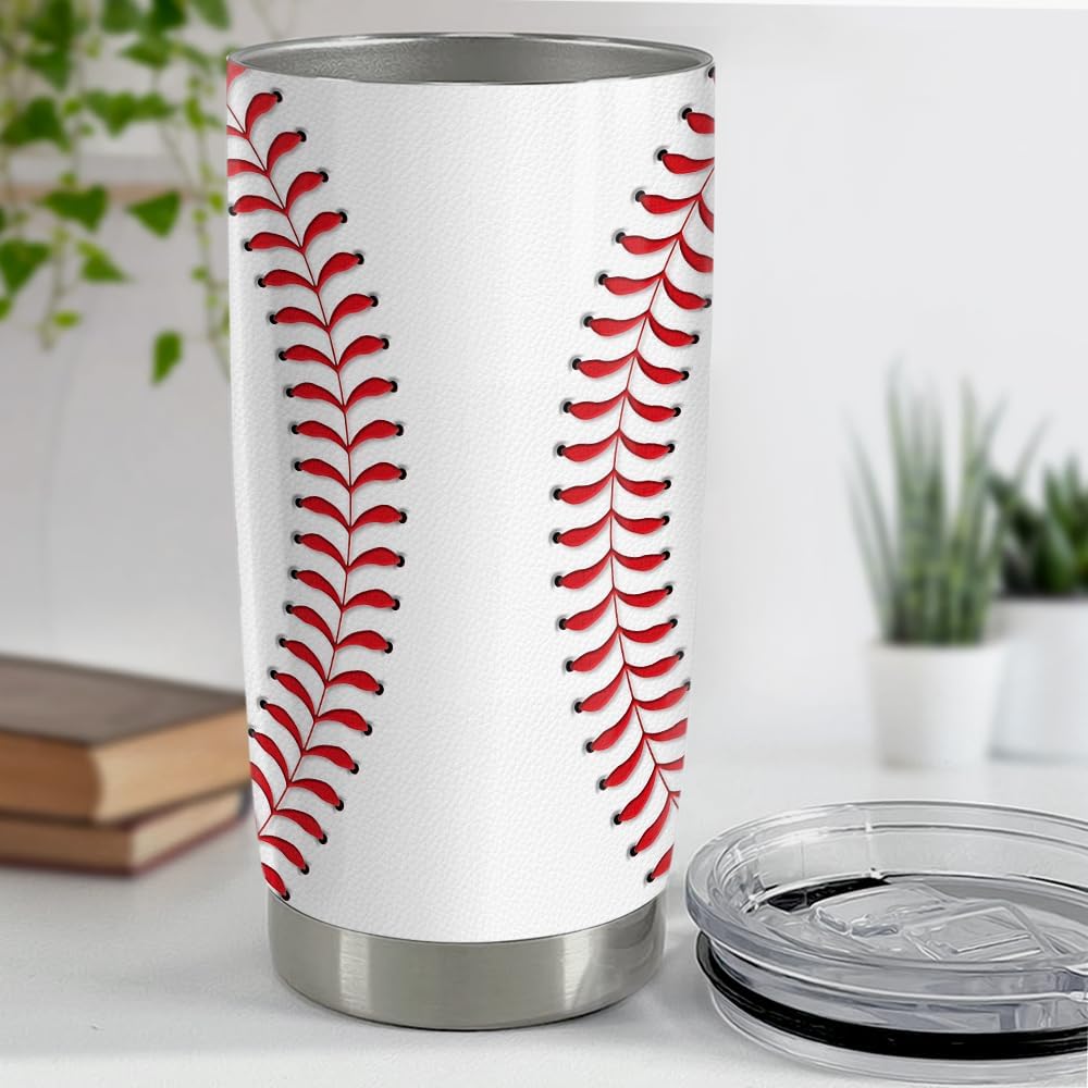 SANDJEST Vaso de béisbol de 20 onzas con aislamiento de acero inoxidable, taza de viaje, vaso de béisbol para mujeres, hombres, mamá, regalos para