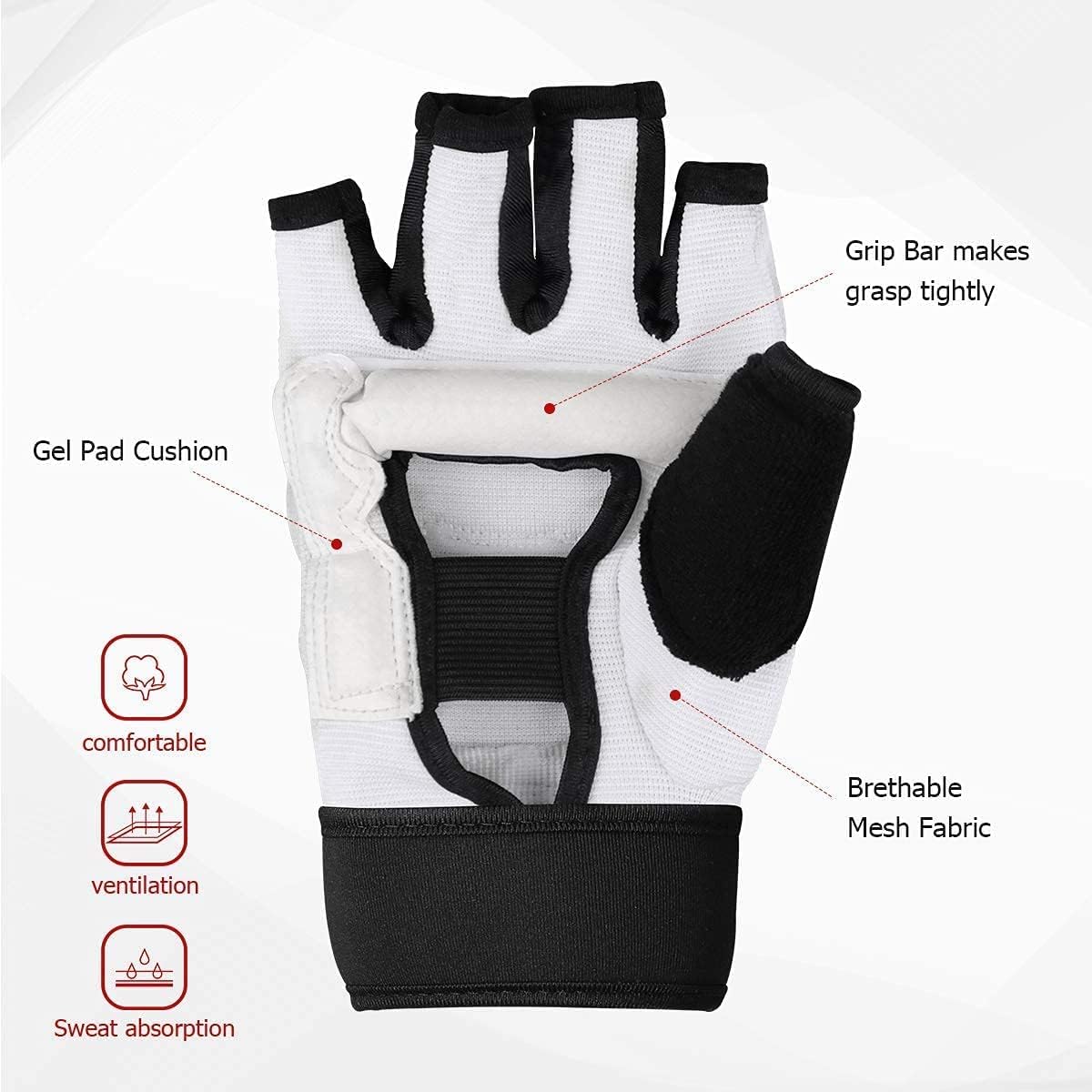 LangRay Taekwondo – Juego de guantes de karate y protector de pie de equipo de sparring para karate boxeo, protector de pie y guantes de medio dedo