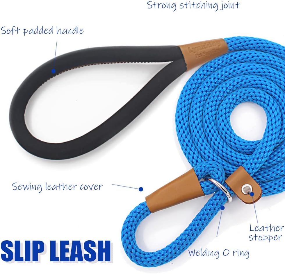 lynxking Paquete de 2 correas antideslizantes para perros de 6 pies, resistentes y trenzadas, correas de entrenamiento para perros medianos, grandes