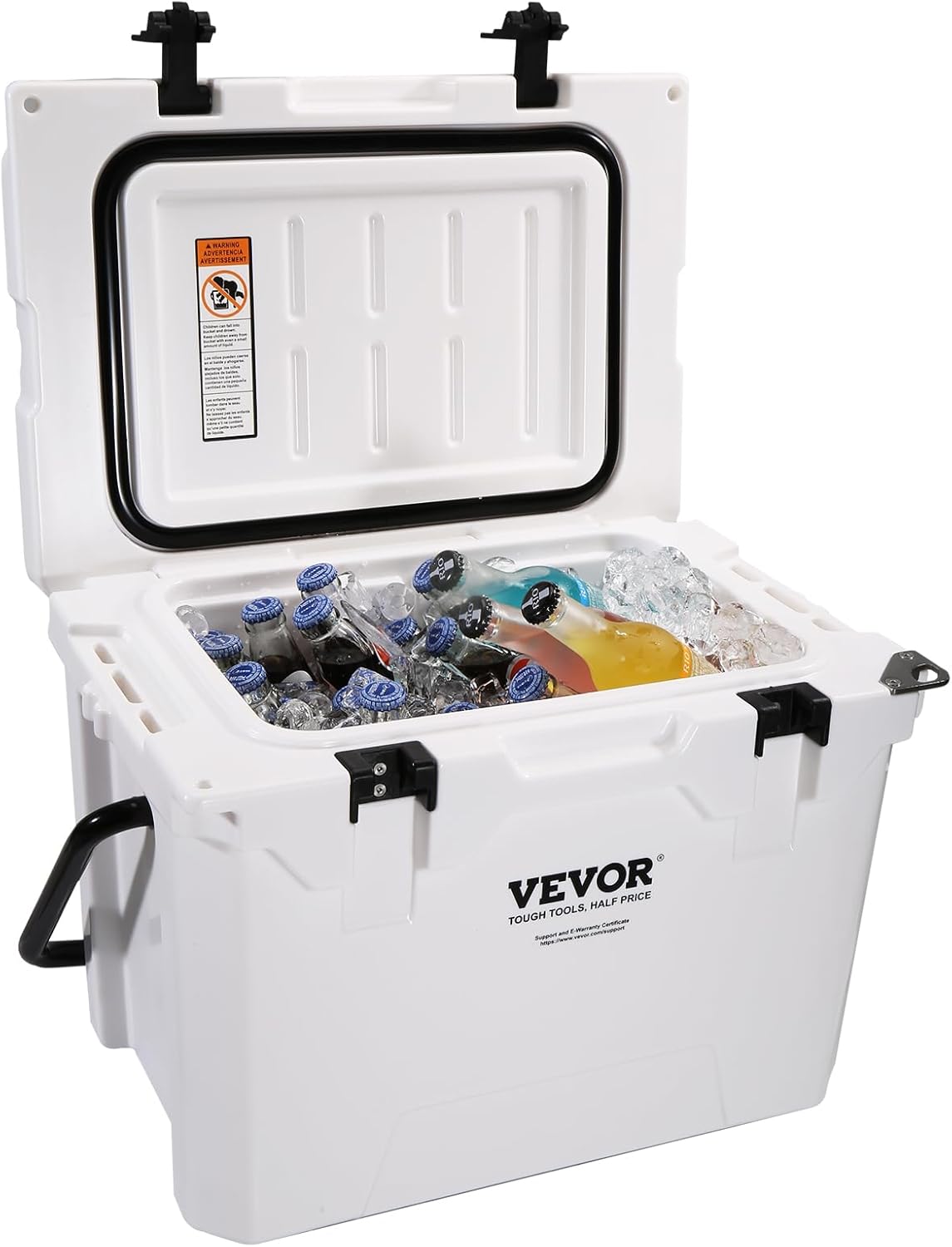 VEVOR Enfriador duro portátil aislado y rotomoldeado, 25334565 cuartos de galón, enfriador de retención de hielo con mango resistente, lonchera para