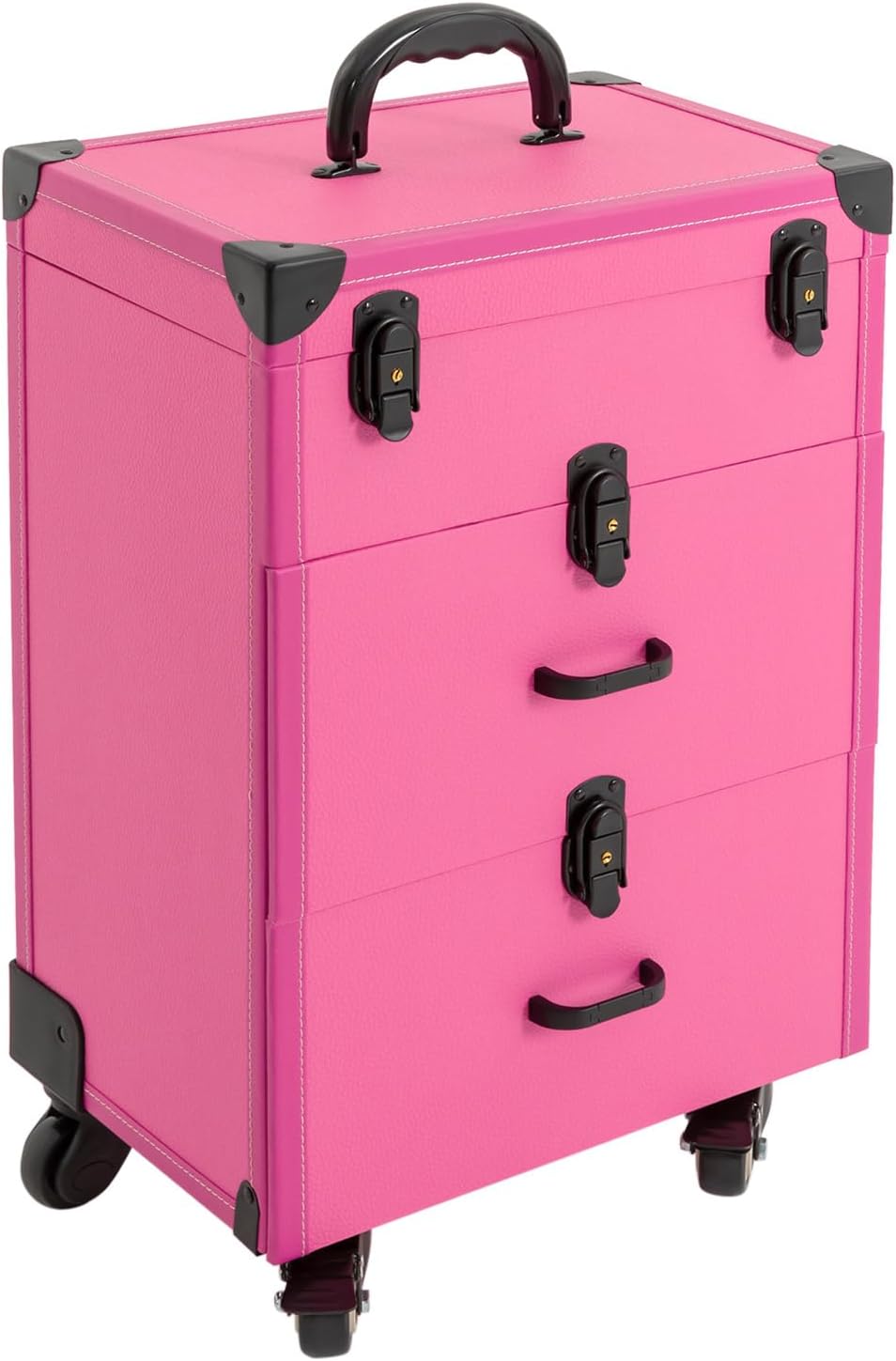 Caja de tren de carretilla de aluminio de 3 niveles, Rosa Rojo, Moderno