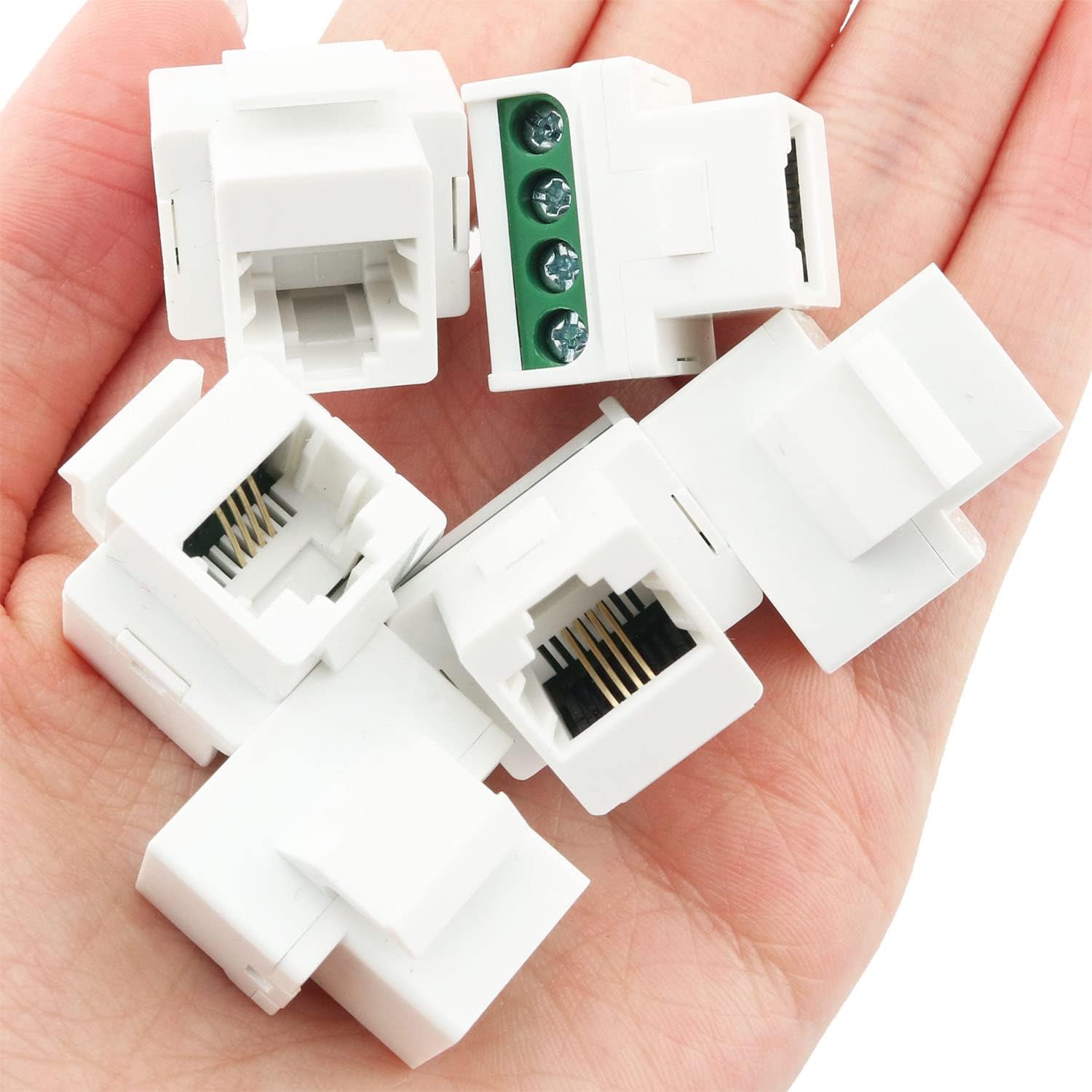 6PCS RJ11 Tornillo Jack CAT3 Teléfono Keystone Jack Teléfono Cuatro Núcleos Módulo, Blanco