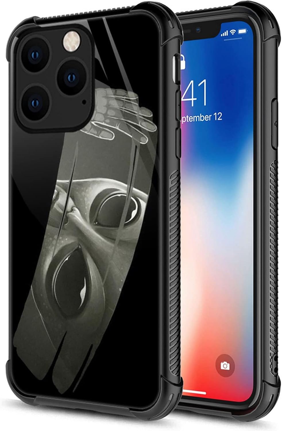 CARLOCA Funda compatible con iPhone 13 Pro, funda con patrón de vidrio Alien Clean iPhone 13 Pro, ultra protección, a prueba de golpes, de silicona