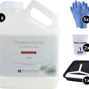Kit de barniz de impresión atemporal  1 galón, acabado brillante, mejor revestimiento de lona, calidad de archivo certificada, incluye rodillo de Kit de barniz de impresión atemporal  1 galón, acabado brillante, mejor revestimiento de lona, calidad de archivo certificada, incluye rodillo de