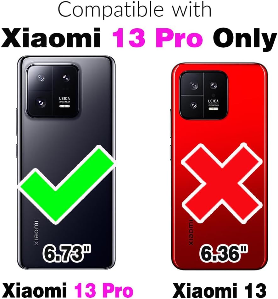 Asuwish Funda de teléfono para Xiaomi 13 Pro Wallet Cover con protector de pantalla de vidrio templado y soporte de anillo delgado soporte para