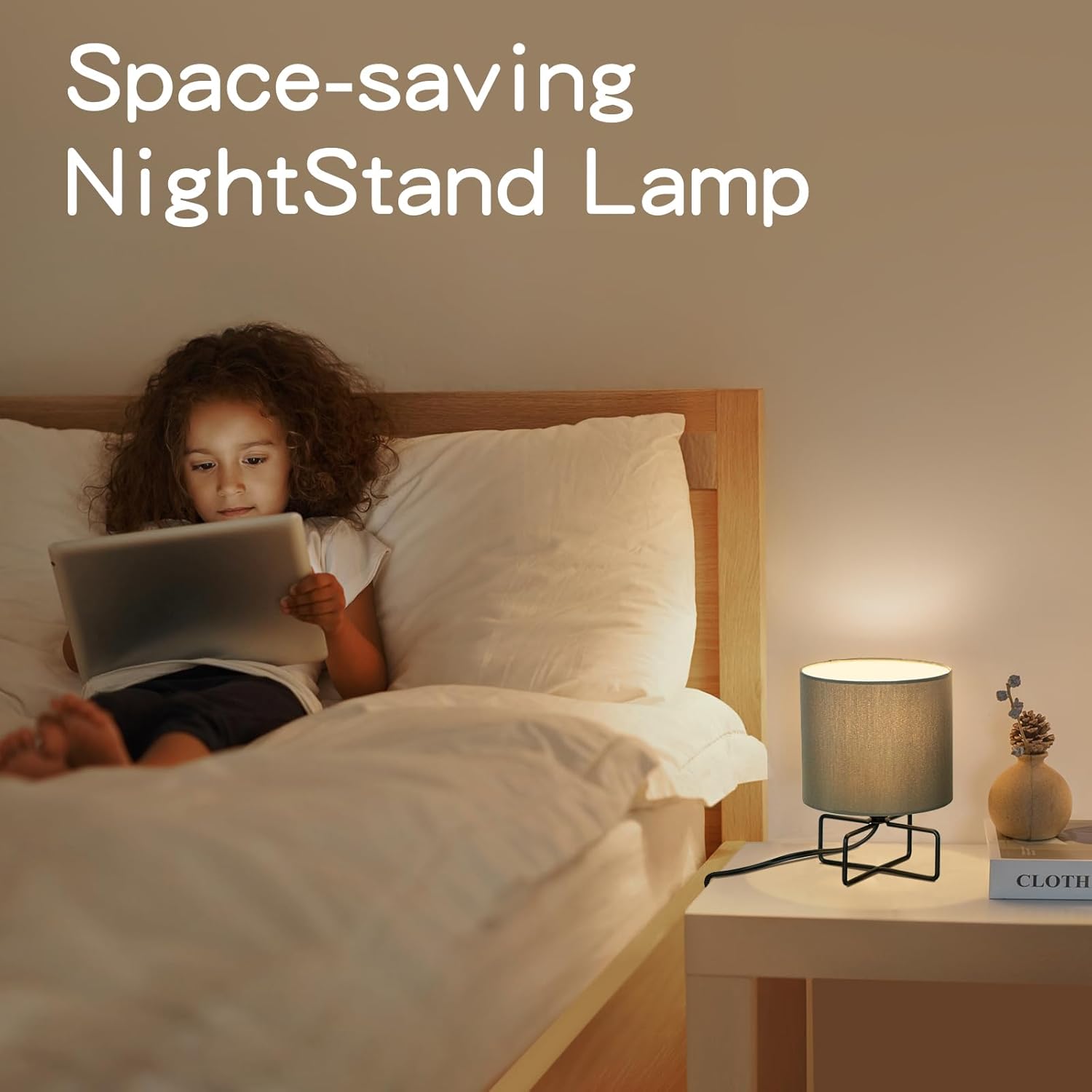 Lámpara de mesa pequeña, lámpara de noche con base de metal, lámpara de escritorio para dormitorio, sala de estar, oficina en casa, bombilla LED de