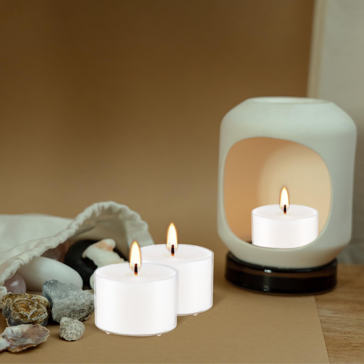 Juego de 50 velas aromáticas blancas a granel, cera de fragancia de vainilla con recipiente transparente, para restaurantes, cenas, bodas, baby