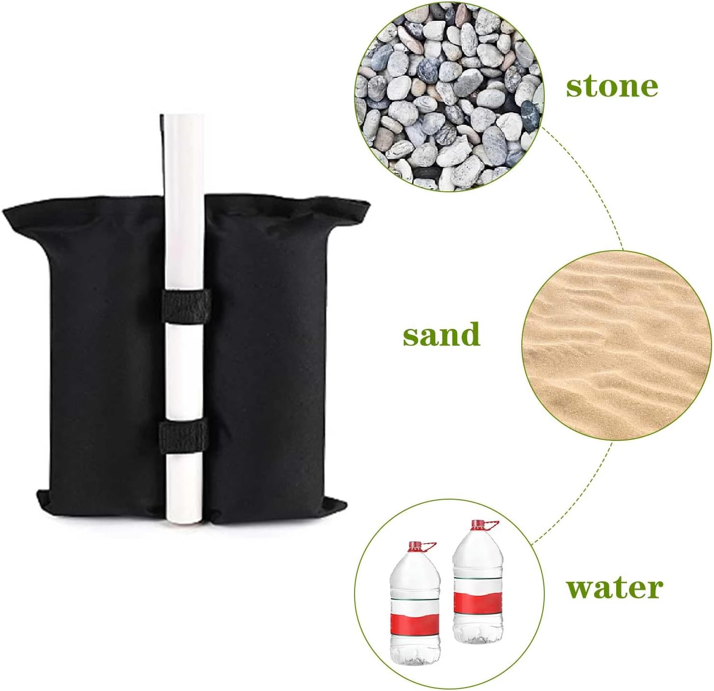 Sacos de arena resistentes para patas de toldo de refugio solar instantáneo al aire libre (grande, 6 unidades x 17.3 x 18 pulgadas, negro)
