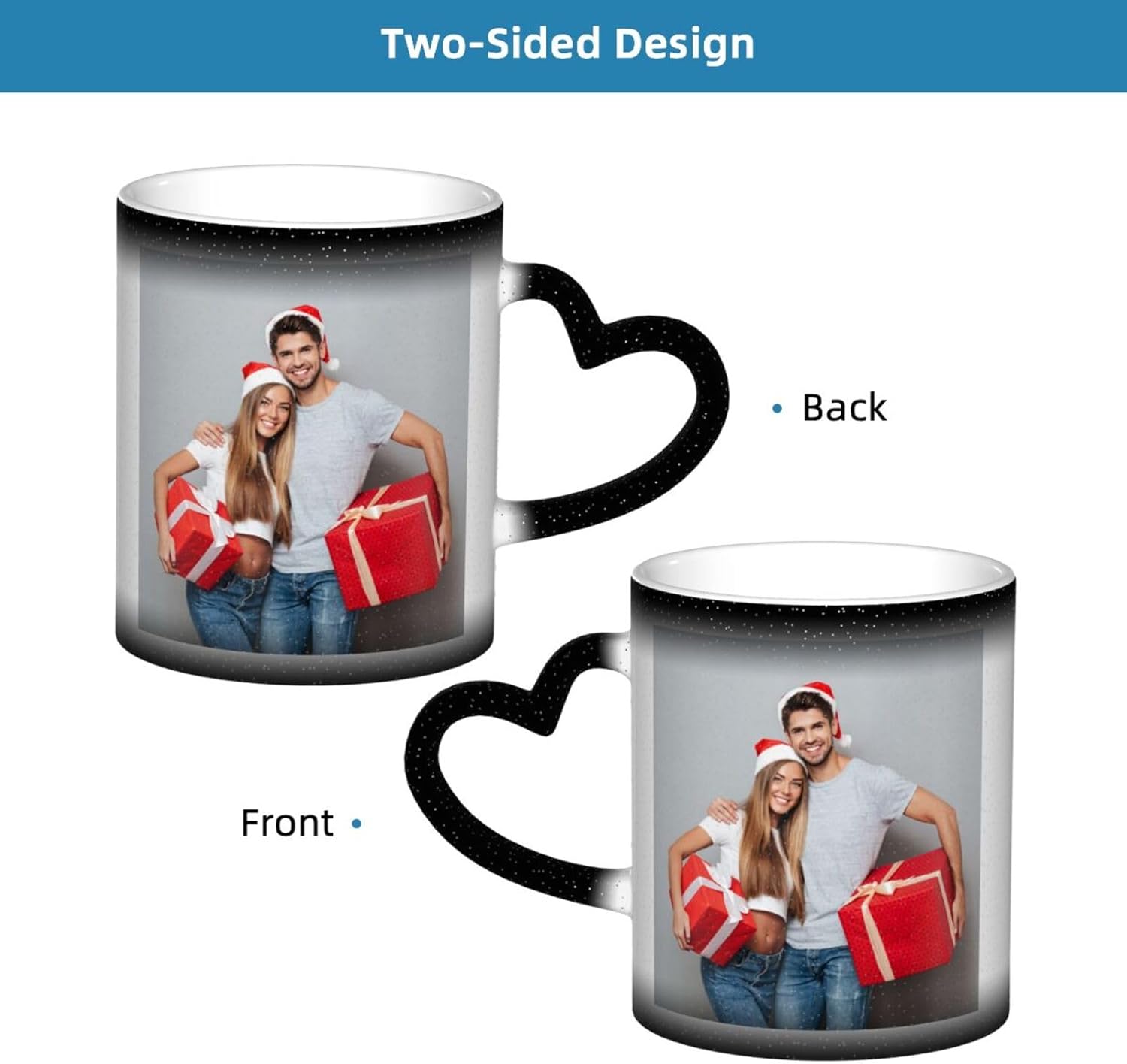 Taza mágica personalizada, taza de café con foto personalizada que cambia de color, con mango en forma de corazón, taza de cerámica, regalo para