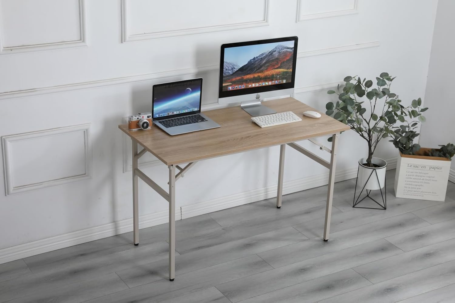 Escritorio, mesa plegable, escritorio de computadora con almohadilla ajustable para las piernas, escritorios de oficina en casa, escritorio de