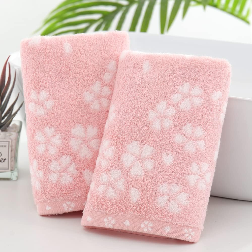 sense gnosis Juego de 2 toallas de mano color rosa súper suaves 100% algodón, diseño floral Sakura, súper suaves, altamente absorbentes, toallas de