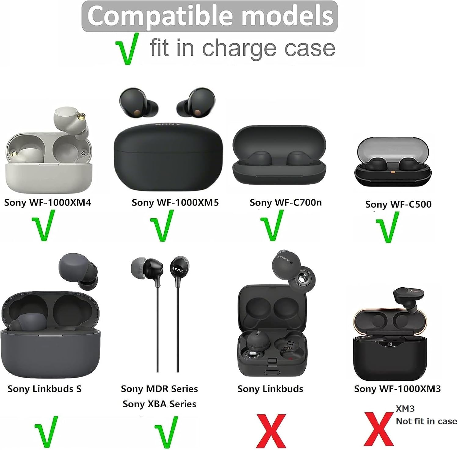 JNSA Reemplazo para Sony WF-1000XM4 1000XM5 C700n Linkbuds S – Almohadillas de espuma viscoelástica con cancelación de ruido, tapón para los oídos,