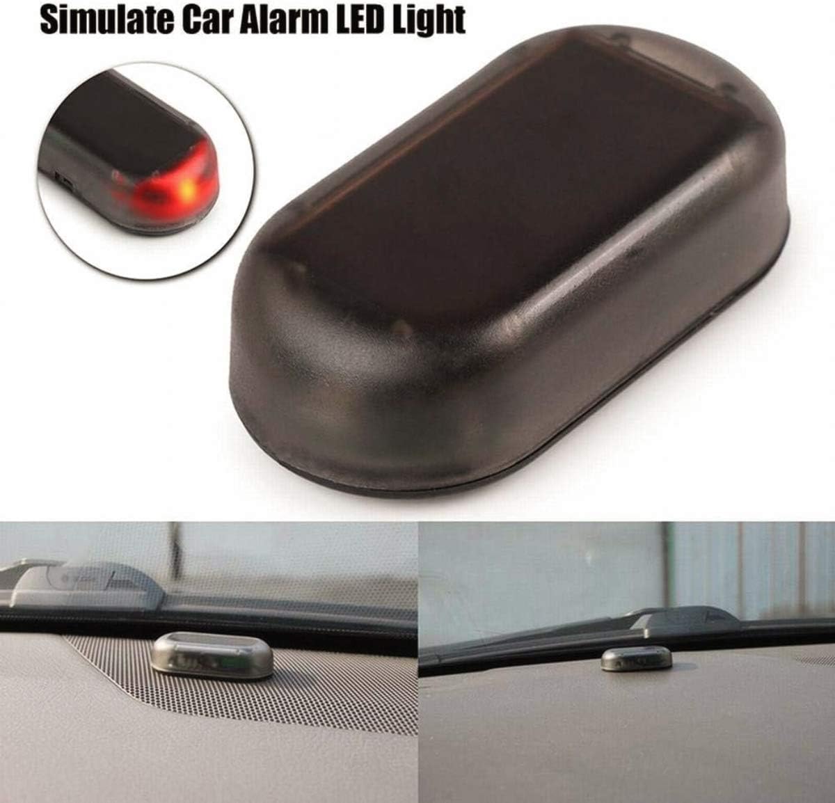 Luz de alarma de coche de energía solar simulada simulada alarma antirrobo LED intermitente luz de seguridad con nuevo puerto USB, rojo x2