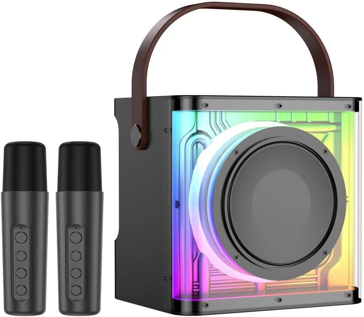 Máquina de karaoke para adultos al aire libre con asa – Courpal Juego de altavoces portátiles con luces de discoteca – Regalo de canto para fiestas
