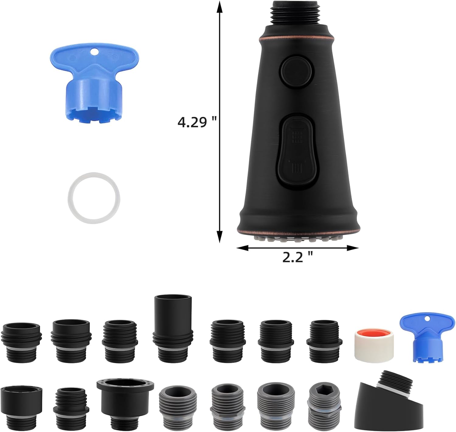 Reemplazo de cabezal de grifo de cocina extraíble, boquilla de cabezal rociador de cabezal de grifo de fregadero de cocina de 3 funciones con 10
