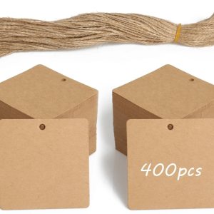 400 etiquetas de regalo de papel kraft con cuerda, etiquetas de bolsas de regalo en blanco, etiquetas de precio, etiquetas de marcado, etiqueta de 400 etiquetas de regalo de papel kraft con cuerda, etiquetas de bolsas de regalo en blanco, etiquetas de precio, etiquetas de marcado, etiqueta de