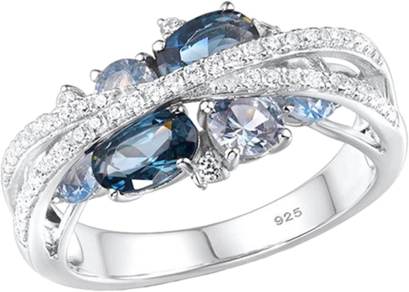 kdhgoo Anillo doble X de moda para mujer con hueco y incrustaciones de diamantes tamaño 5-11, anillo de mujer retro creativo nuevo anillo de circón